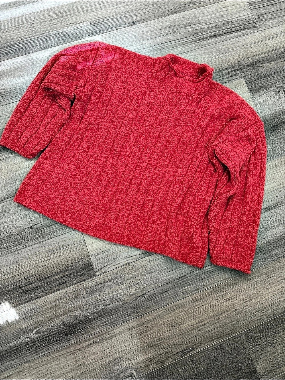 Red Knit Crewneck Sweater